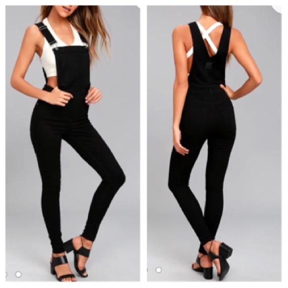 ASOS Cheap Monday High Rise Black Skinny Overalls - Picture 10 of 11